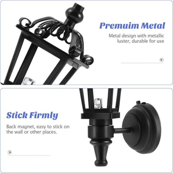 Miniature Dollhouse LED Wall Lamps 112 Scale Black Light Fixtures Furniture - Picture 4 of 7